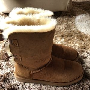 Uggs fuzzy suede boots